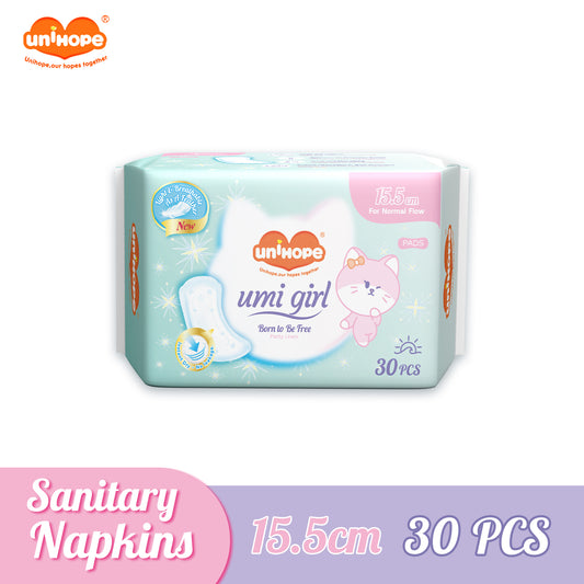 (155mm×30pcs) Unihope Umi Girl Sanitary Pad Liner Panty Liner Day and Night 15.5cm Pads - 1 Bag (30p