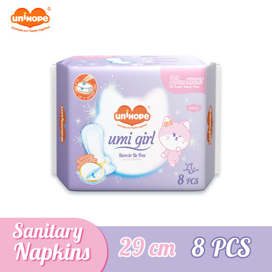 (290mm x 8pcs) Unihope Umi Girl Sanitary Pad Liner Panty Liner Day and Night 29cm Pads - 1Pack(8 PCS
