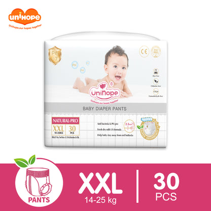 Unihope Natural Pro Baby Diapers Pants Ultra Thin Skin Friendly S/M/L/XL/XXL - XXL 30pcs