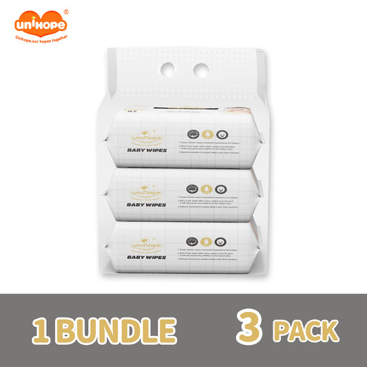 Unihope Natural Pro Super Premium Baby Water Wipes (100 Wipes x 3 Packs) - 3 Packs (300s')