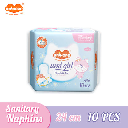 (240mm×10pcs) Unihope Umi Girl Sanitary Pad Liner Panty Liner Day and Night 24cm Pads - 1Pack(10 PCS
