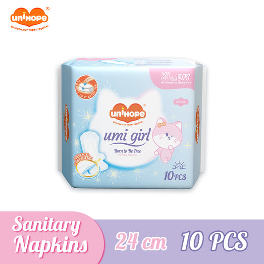 (240mm×10pcs) Unihope Umi Girl Sanitary Pad Liner Panty Liner Day and Night 24cm Pads - 1Pack(10 PCS