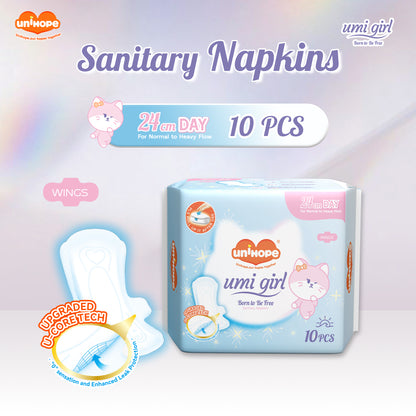 (240mm×10pcs) Unihope Umi Girl Sanitary Pad Liner Panty Liner Day and Night 24cm Pads