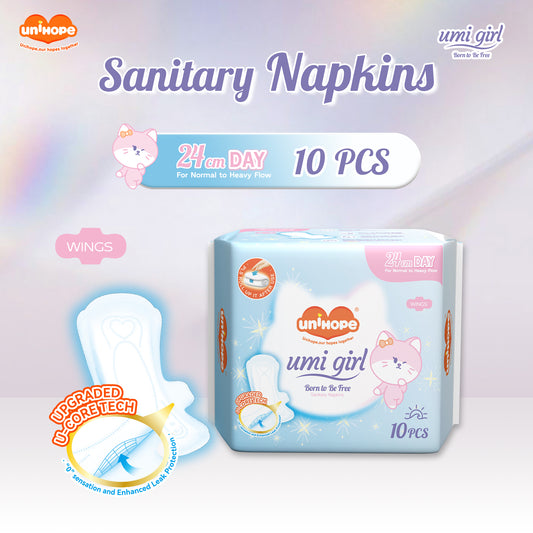(240mm×10pcs) Unihope Umi Girl Sanitary Pad Liner Panty Liner Day and Night 24cm Pads