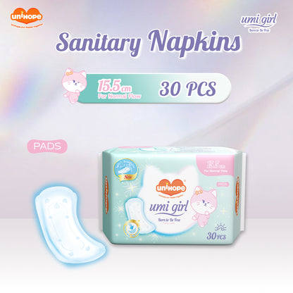 (155mm×30pcs) Unihope Umi Girl Sanitary Pad Liner Panty Liner Day and Night 15.5cm Pads