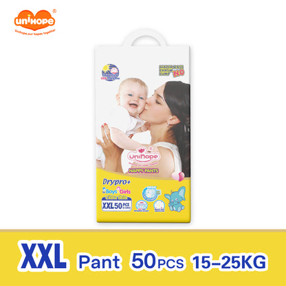 Unihope Dry Pro + Baby Diapers Pants Premium Natural Cottons - M 50/L 50/XL 50/XXL 50 (1 Packs) - Pa