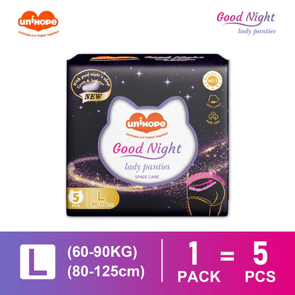 Unihope Over Night Menstrual Pants Sanitary Pants - Size M/L /XL - L (80-125cm) x5pcs
